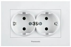 Priza dubla cu impamantare si protectie copii Karre Plus Panasonic, ST, alba