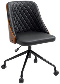 Scaun de birou Vinsetto, Scaun de birou, Scaun rotativ acasă, Scaun de birou reglabil ergonomic cu roți pivotante 360°, Spumă PU Negru 48,5 x 54,5 x 81-87 cm | Aosom Romania