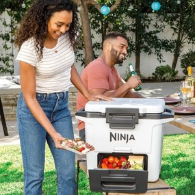 Lada frigorifica Ninja FrostVault FB131EUWH, 28 l, Pasiva, 48 doze, Pastreaza gheata pana la 5 zile, Compartiment uscat, Alb
