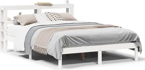 vidaXL Cadru de pat fără saltea, alb, 140x190 cm, lemn masiv de pin