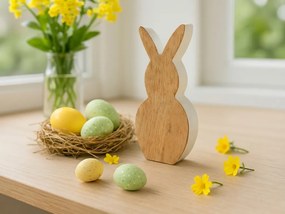 Iepuras de Paste din lemn NUBBIN 18 cm, alb