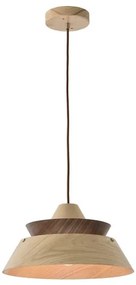 Lustră suspendată pe cablu din lemn masiv, 1xE27/60W/230V, Ø 33 cm, stejar/nuc/lemn de cauciuc