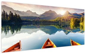 Tablou - Lac cu bărci (120x50 cm)