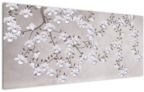 Tablou - Flori într-un peisaj gri (120x50 cm)