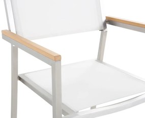 Set de masă pentru grădină Grosso (negru) (blat din sticlă 180x90 cm) (scaune albe). 1011747