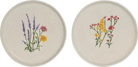 Set 2 farfurii din porțelan cu motive florale, 25,5×25,5×2,2 cm, „Bloom"