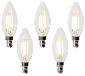 Set van 5 E14 3-staps dimbare LED lampen B35 helder 4W 450 lm 2700K
