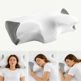 Perna cervicala ortopedica CERVI-SAN Classic, memory foam, fermitate medie, husa Tencel