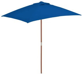 Umbrela de soare de exterior, stalp lemn, albastru, 150x200 cm Albastru
