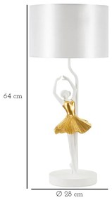 Veioză albă/aurie cu abajur textil (înălțime 64 cm) Dancer – Mauro Ferretti