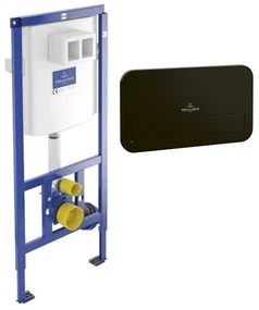 Set rezervor incastrat si cadru, Villeroy&Boch Viconnect, cu clapeta negru mat, 92246100