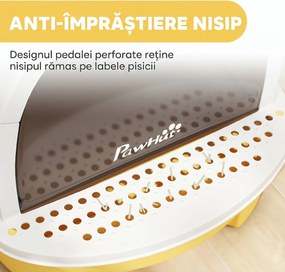 PawHut Litieră Închisă pentru Pisici cu Sertar Extensibil, Mâner, Lopățică și 2 Filtre cu Carbon Activ, Galben | Aosom Romania