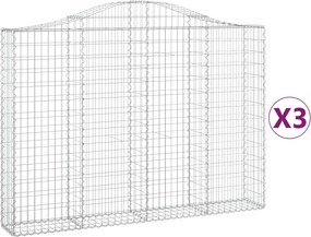 vidaXL Coșuri gabion arcuite 3 buc, 200x30x140/160cm, fier galvanizat