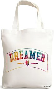 Sacosa de Panza pentru Cumparaturi, Geanta Tote, model Dreamer, 38x34.5 cm, Alba, BEKZ®