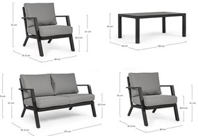 Set mobilier de grădină gri din aluminiu pentru 4 persoane Harley – Bizzotto