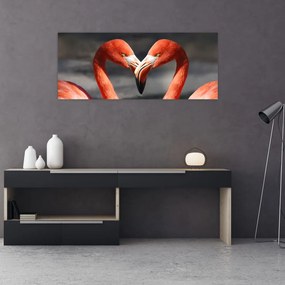 Tablou cu doi flamengo îndrăgostiți (120x50 cm), în 40 de alte dimensiuni noi