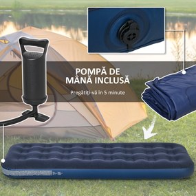 Outsunny Saltea cu aer individual cu pompă manuală, pat portabil | Aosom Romania