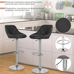 MIADOMODO Scaun de bar 2pcs, fără cotieră, negru