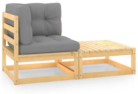 805750 vidaXL Set mobilier grădină cu perne, 2 piese, lemn masiv de pin