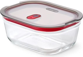 Cutie pentru alimente Black+Blum Stack+Nest FBGR-BX-M017, 0,9 l, dreptunghiulară, potrivită pentru cuptor, fără BPA, sticlă borosilicată, gri/roșu