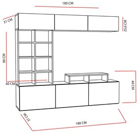 Mobilier living Salsa (Lemn teac + Negru). 1088651