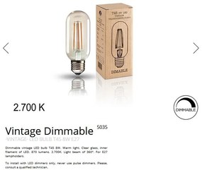 Bec LED Vintage E27 dimabil T45 8W