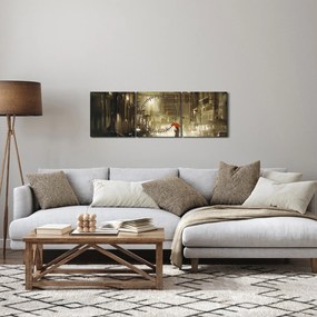 Tablou - Femeie într-o noapte ploioasă (cu ceas) (90x30 cm)