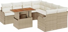 vidaXL Set de canapele pentru grădină 9 pcs Bej Rattan poli