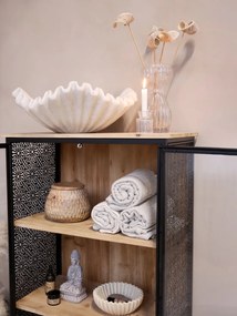 Vitrina, din lemn masiv si MDF, 2 usi, cu model lateral, Vence