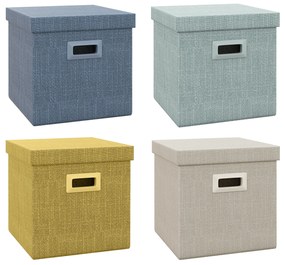 HOMCOM Set de 4 Cutii pentru Dulap din Țesătură cu Capac, Organizator Pliabil pentru Dulap, 30x30x29 cm, Multicolor | Aosom Romania