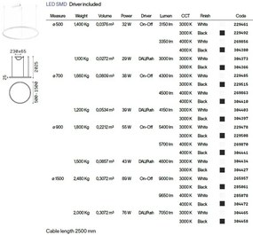 Lustra LED design modern Oracle slim sp d050 round 4000k on-off negru