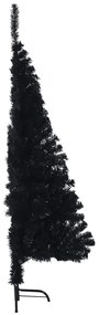 Jumatate brad de Craciun artificial cu suport, negru 120 cm PVC Negru, 120 x 68 cm, 1