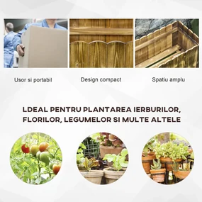 Outsunny Jardinieră de Grădină Dreptunghiulară pentru Plante, 80x33x30 cm, Lemn Natural | Aosom Romania