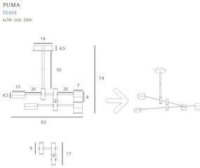 Lustra design minimalist cu 4 surse de lumina LED Puma P0404 MX