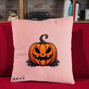 Perna Decorativa Halloween Jack-o'-Lantern Infricosator, 40x40 cm, Roz, Husa Detasabila, Perna Inclusa, BEKZ®