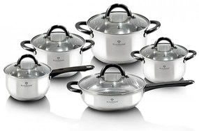 Set oale si tigai otel inoxidabil (10 piese) cu manere negre Gourmet Line Blaumann BL 3421