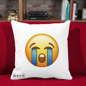 Perna Decorativa Emoji Plange, 40x40 cm, Alba Mata, Husa Detasabila, Perna Inclusa, BEKZ®