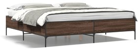 3279786 vidaXL Cadru de pat, stejar maro, 180x200 cm, lemn prelucrat și metal
