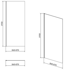 Perete lateral fix 90x195 cm Cersanit Moduo profil crom 900x1950 mm