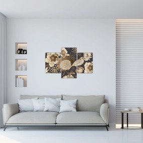 Tablou - Flori aurii pe fundal întunecat (90x60 cm)