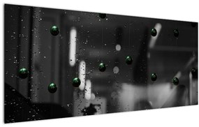 Tablou abstract - bilele verzi (120x50 cm)