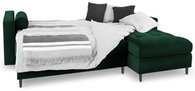 Colțar extensibil din catifea cu șezlong dreapta Milo Casa Santo, verde