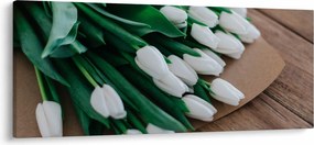 Tablou cu buchet de lalele albe (120x50 cm)