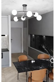 Lustră pe tijă PREGOS 6xE14/10W/230V negru/alb