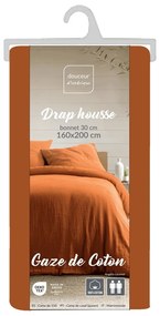 Cearceaf portocaliu/maro din muselină 160x200 cm Angelia – douceur d'intérieur