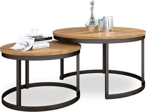Măsuță de cafea 2in1 OKIN – 75x75x43 cm – Negru / Stejar Artisan