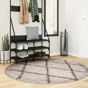 vidaXL Covor pufos &quot;PAMPLONA&quot; cu fire înalte, bej/antracit, Ø 160 cm