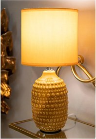 Veioză galben-muștar din ceramică cu abajur textil (înălțime 30,5 cm) Points – Mauro Ferretti