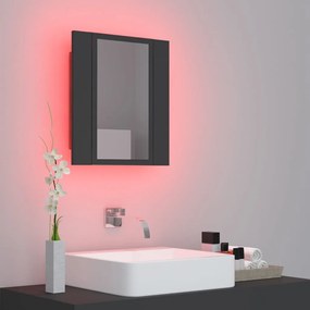Dulap de baie cu oglinda  LED, gri, 40x12x45 cm Gri