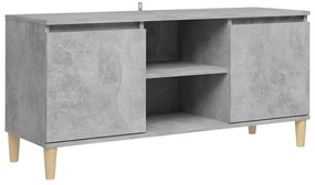 805963 vidaXL Comodă TV, picioare lemn masiv, gri beton, 103,5x35x50 cm